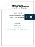 Assignment: Advertising Management-II (404 I) (MBA 2 Year, 4th Semester)