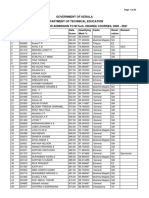 Government of Kerala Department of Technical Education Draft Rank List For Admission To M.Tech. Degree Courses, 2020 - 2021