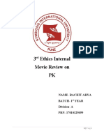 3 Ethics Internal Movie Review On PK: Name-Rachit Arya Batch - 1 Year Division - A PRN - 17010125059