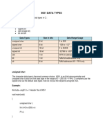 8051 Data Types: Data Types Size in Bits Data Range/Usage