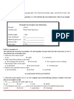 Example: Answer: Test 1 A. Listening (2 Points) PART 1: Question 1-4