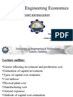 Chemical Engineering Economics: Cost Estimation