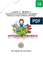 TAPATMODULE SHS APPLIED ECONOMICS Module 1 Economics As Social Science and Applied Science in Terms of Nature and Scope