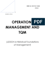 Operations Management and TQM: (Lesson 4: Historical Foundations of Management)