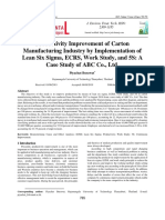 Productivity Improvement of Carton Manufacturing Industry by Implementation of Lean Six Sigma, ECRS, Work Study, and 5S A Case Study of ABC Co., LTD