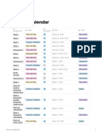 Course Calendar: Assignment Class Complete Due Type