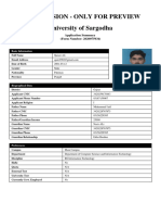 Test Version - Only For Preview University of Sargodha: Application Summary (Form Number: 2020075934)