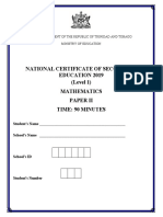 National Certificate of Secondary Education 2019 (Level 1) Mathematics Paper Ii Time: 90 Minutes