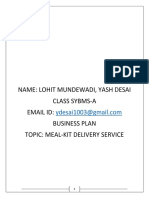 Name: Lohit Mundewadi, Yash Desai Class Sybms-A Email Id: Business Plan Topic: Meal-Kit Delivery Service