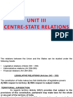 Unit III-Centre - State Relations - Legislative Relations