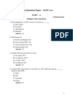 Model Question Paper - IGST Act.: (2 Marks Each) Multiple Choice Questions