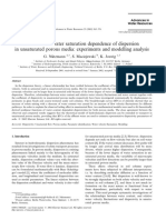 Estimation of Water Saturation Dependence of Dispersion in Unsaturated Porous Media: Experiments and Modelling Analysis