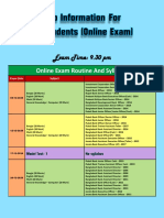 Exam Time: 9.30 PM: Online Exam Routine and Syllabus