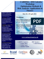 CARISMA - IIM Calcutta Workshop Optimisation Methods & Risk Analysis: Applications in Finance