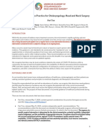 Guidance For Return To Practice For Otolaryngology-Head and Neck Surgery