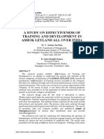 A Study On Effectiveness of Training and Development in Ashok Leyland All Over India