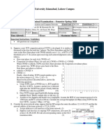 COMSATS University Islamabad, Lahore Campus: Terminal Examination - Semester Spring 2020