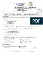 First Quarterly Examination in Mathematics 7: School of Everlasting Pearl, Inc