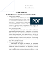 Review Questions: 1. Cite Five (5) Major Issues of Economic Development in The World Today. A. Growing Income Inequality