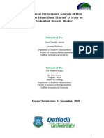 "Financial Performance Analysis of First Security Islami Bank Limited" A Study On Mohakhali Branch, Dhaka"