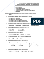 Summative Test For Quadratic Equations2