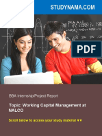 Working Capital Management at NALCO - BBA Finance Summer Training Project Report