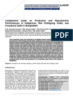 Comparative Study On Productive and Reproductive Performances of Indigenous, Red Chittagong Cattle, and Crossbred Cattle in Bangladesh