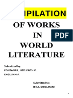 Compilation of Works IN World Literature: Submitted By: Pontanar, Jiezl Faith V. English 4-A