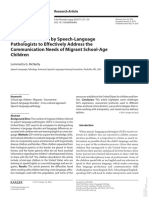 Strategies Utilized by Speech-Language Pathologists To Effectively Address The Communication Needs of Migrant School-Age Children