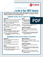 SCORE Canon Questions To Ask in Your SWOT Analysis Checklist