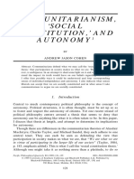 Cohen, Andrew Jason - Communitarianism, Social Constitution and Autonomy PDF