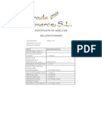 Certificate of Analysis Gelatin Powder: Test Specification