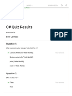 C# Quiz Results: W3schools