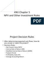 RWJ Chapter 5 NPV and Other Investment Rules