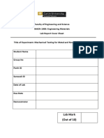 Faculty of Engineering and Science MAEN 1000: Engineering Materials Lab Report Cover Sheet