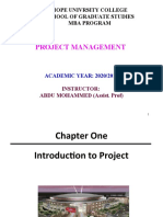 Project Management: Hope Univrsity College School of Graduate Studies Mba Program