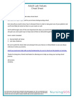 Adult Lab Values Cheat Sheet