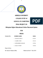 Mekelle University College of Eit-M School of Computing Final Project On Ethiopian Higher Educational Online Placement System FOR Neaea