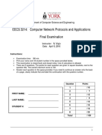 EECS 3214: Computer Network Protocols and Applications Final Examination