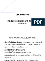 Molecules, Moles and Chemical Equations