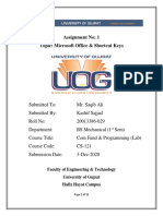 Assignment No: 1 Topic: Microsoft Office & Shortcut Keys