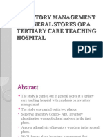 Inventory Management in General Stores of A Tertiary