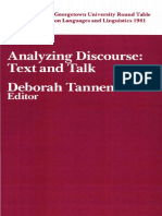 Analyzing Discourse Text and Talk Deborah Tannen: Editor