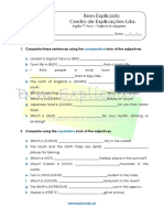 Ficha de Trabalho - Adjective Degrees 7º Ano