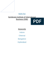 Symbiosis Institute of International Business (SIIB) : Nidhi Rai