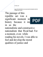 Do You Think That The Passage of The Rizal Bills Into A Law Warranted The Objectives That The Sponsors Conceived in 1956? Explain Your Answer