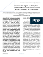 A Study of The Nature and Impact of Workplace Culture at The Institute of Public Administration and Management (IPAM) University of Sierra Leone