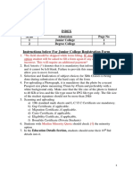 Instructions Below For Junior College Registration Form