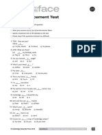 Face2face Written Placement Test Questions