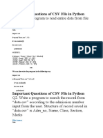 Important Questions of CSV File in Python